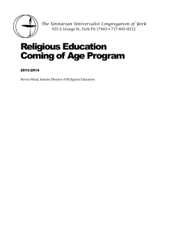 coming of age program 1 - Unitarian Universalist Congregation of York