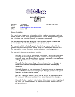 Marketing Strategy 466-71 - Kellogg School of Management