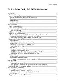 Lawyers` Ethics and Professional Regulation