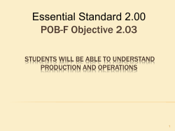 Production and Business Operations