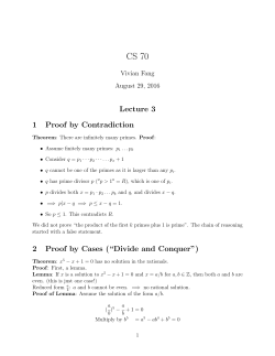 Lecture 3 1 Proof by Contradiction 2 Proof by Cases