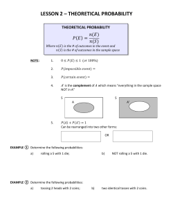 LESSON 2 &ndash; THEORETICAL PROBABILITY