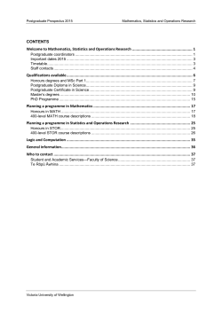 CONTENTS Welcome to Mathematics, Statistics and Operations