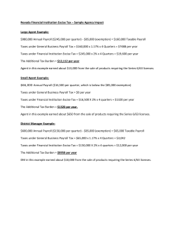Nevada Financial Institution Excise Tax &ndash; Sample Agency Impact