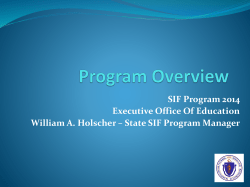 SIF Program 2014 Overview