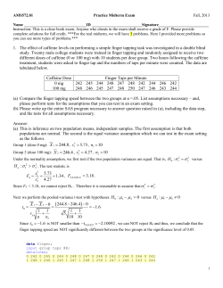 AMS572.01 Practice Midterm Exam Fall, 2013