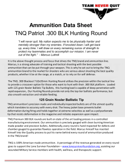TNQ Patriot .300 BLK Hunting Round Ammunition Data Sheet