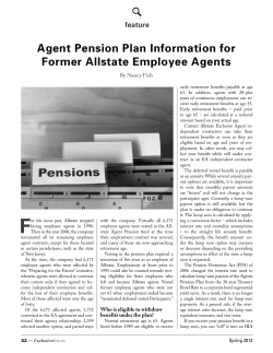 Agent Pension Plan Information for Former Allstate Employee Agents