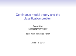 Continuous model theory and the classification problem