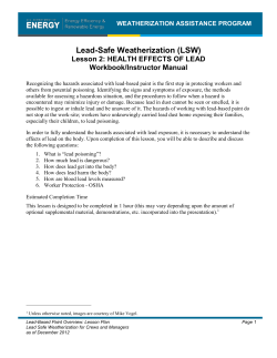Health Effects of Lead: Workbook