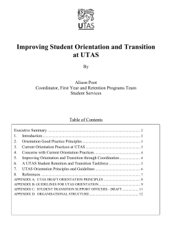 Improving Student Orientation and Transition at UTAS