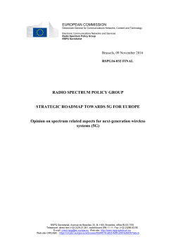 RADIO SPECTRUM POLICY GROUP STRATEGIC ROADMAP