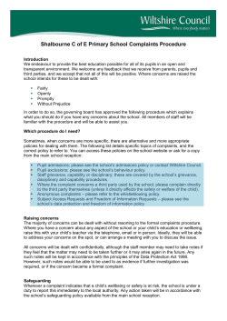 Complaints Policy 2016 - Shalbourne CofE Primary School