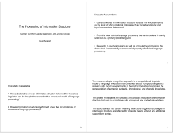 The Processing of Information Structure