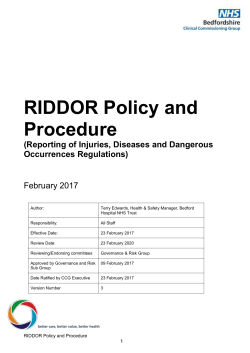 Reporting of injuries, diseases and dangerous occurrences