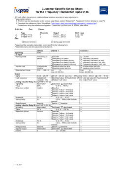 Kundenspezifische Parametrierung f&uuml;r