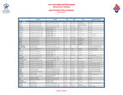 2017 NATIONAL SENIOR GAMES Sport Practice Times Schedule