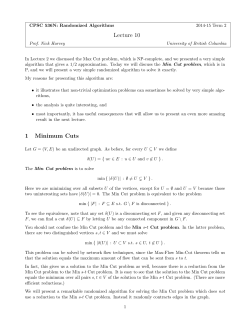 Lecture 10 1 Minimum Cuts - UBC Computer Science