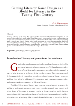Gaming Literacy: Game Design as a Model for Literacy in the Twenty