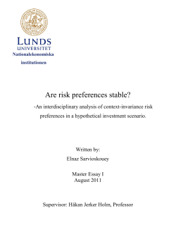 Are risk preferences stable? - Lund University Publications