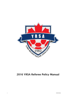 2016 YRSA Referee Policy Manual