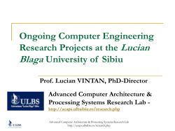Our current research topics Anticipatory Techniques in