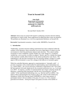 John Duffy plays the Trust Game on Second Life