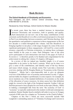 The Oxford Handbook of Christianityand Economics