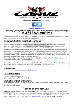 Latest from the GSA Coaching Department
