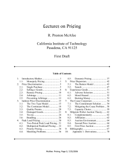 Lectures on Pricing