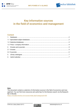 Key information sources in the field of economics and management