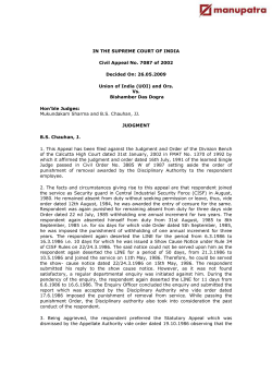 IN THE SUPREME COURT OF INDIA Civil Appeal No