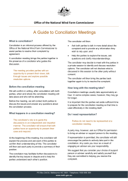 A Guide to Conciliation Meetings - National Wind Farm Commissioner
