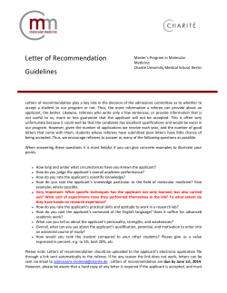 Letter of Recommendation Guidelines