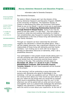 Information Letter for Dementia Champions Dear Dementia
