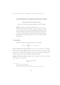 AN APPLICATION OF MILLER AND MOCANU LEMMA 1