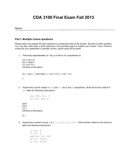 CDA 3100 Final Exam Fall 2013