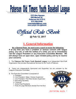 Official Rule Book - Paterson Old Timers Youth Baseball League