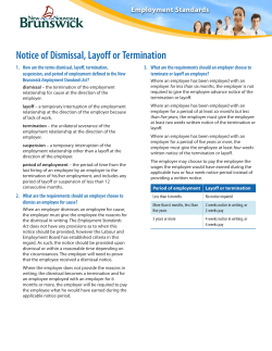Notice of Dismissal, Layoff or Termination