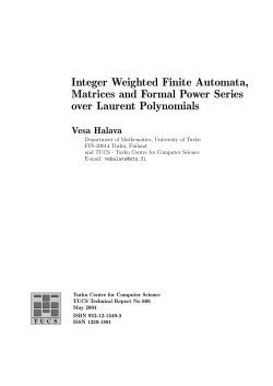 Integer Weighted Finite Automata, Matrices and Formal Power