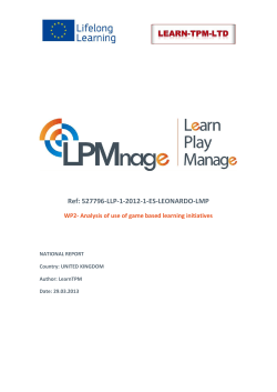 UK WP2 &ndash; Analysis of use of game based learning initatives