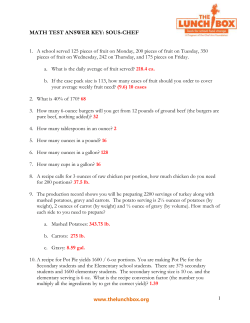 Sous Chef Answer Key