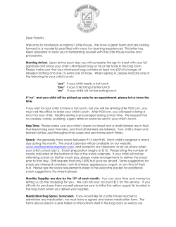 Dear Parents - Montessori Academy