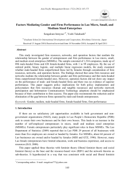 Factors Mediating Gender and Firm Performance in Lao Micro