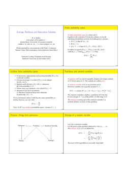 Entropy, Partitions and Association Schemes Finite probability
