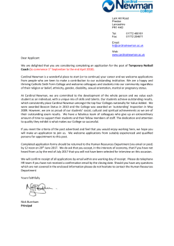 Netball Coach Job Pack - Cardinal Newman College