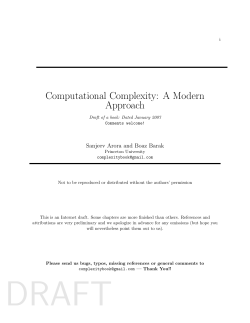 Computational Complexity: A Modern Approach