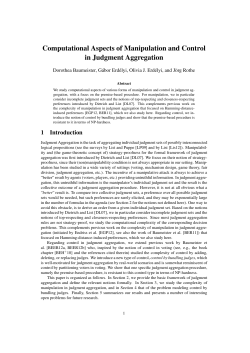 Computational Aspects of Manipulation and Control in Judgment