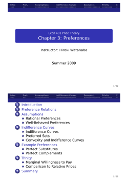 Econ 401 Price Theory Chapter 3: Preferences