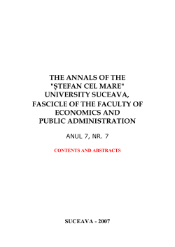 The Annals of The "Ştefan cel Mare" University Suceava, Fascicle of